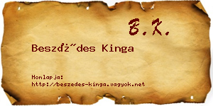Beszédes Kinga névjegykártya